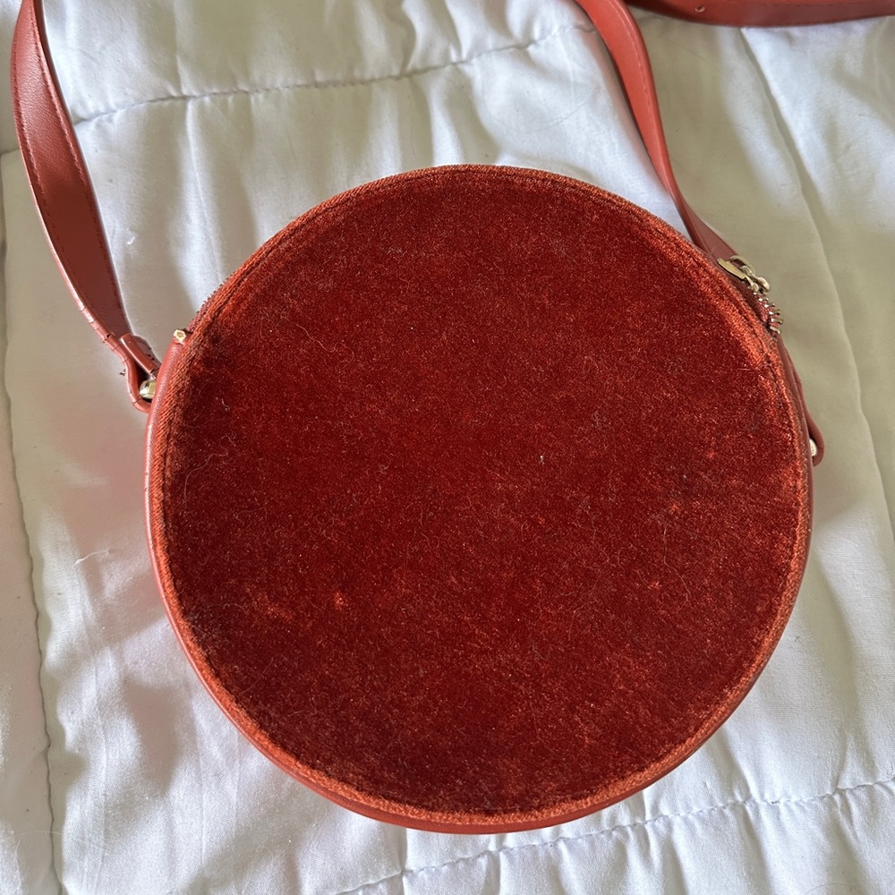 Terracotta Velvet Circle Crossbody Purse